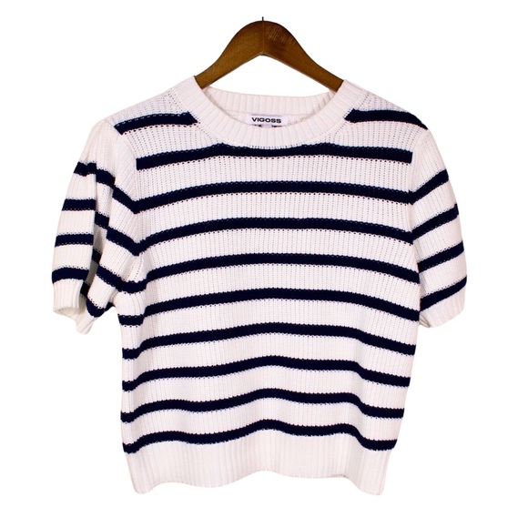 Vigoss Striped Short Sleeve Knit Sweater – Women’s Large - Picture 5 of 15